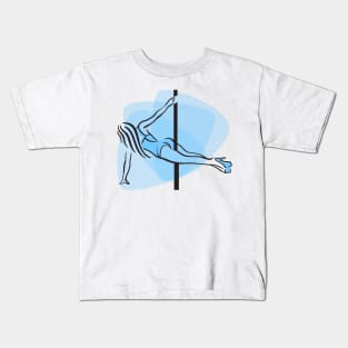 Pole Dancer Blue Kids T-Shirt